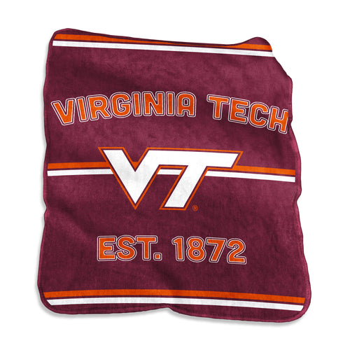Virginia Tech Raschel rally blanket by Logo Brands, soft throw with Hokies logo and team colors, perfect for game days.