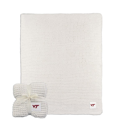 Virginia Tech Ivory Cable Knit Throw