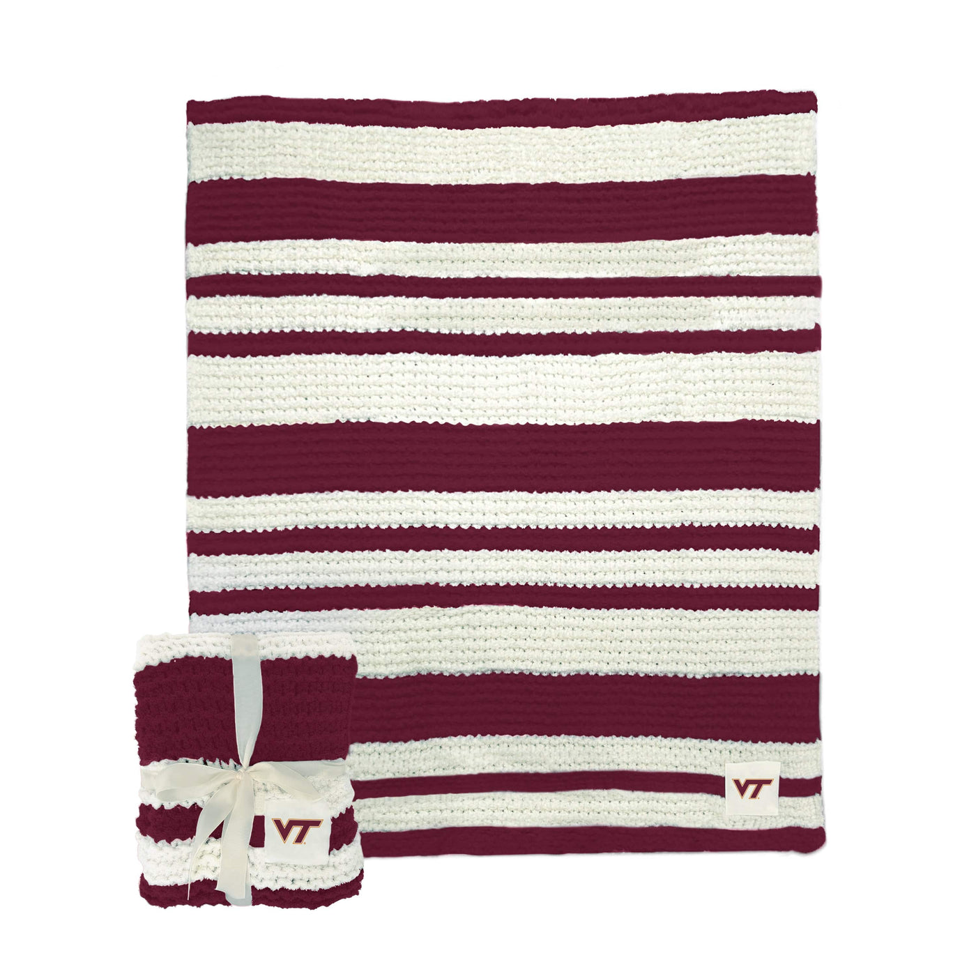 Virginia Tech Cable Knit Throw 50x60