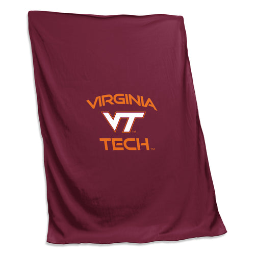Virginia Tech screened sweatshirt blanket by Logo Brands, soft and cozy with Virginia Tech logo and design, perfect for fans.