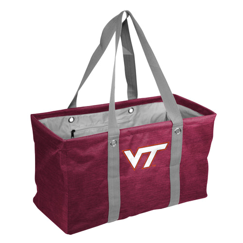 Virginia Tech Crosshatch Picnic Caddy bag by Logo Brands, featuring team colors and logo, with multiple compartments for picnic essentials.