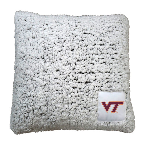 Virginia Tech Frosty Throw Pillow featuring the Hokies logo, soft fabric blanket for cozy comfort and team spirit.