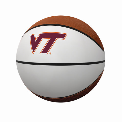 Virginia Tech full-size basketball with autograph, recreation basketball by Logo Brands, featuring team logo and signature.