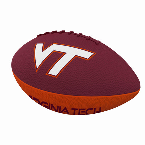 Junior size Virginia Tech rubber football with pinwheel design, ideal for recreational play, by Logo Brands.