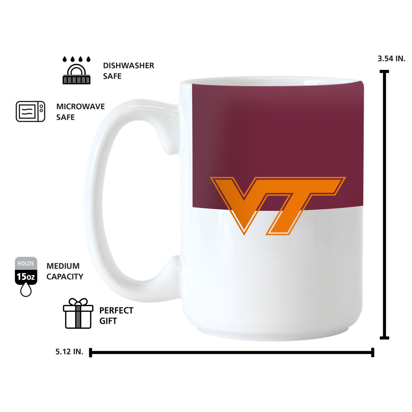 Virginia Tech 15oz Colorblock Sublimated Mug