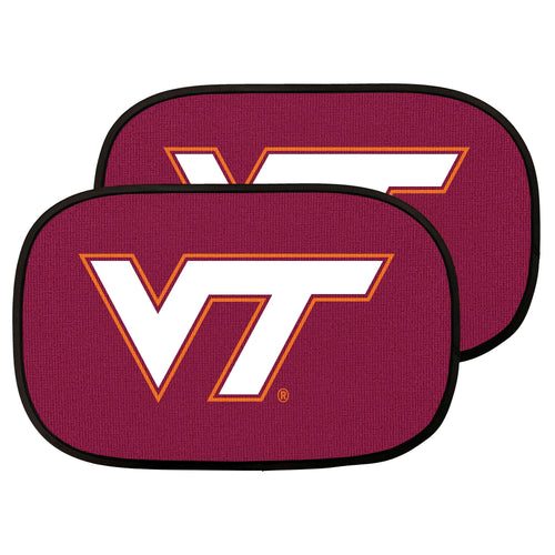 Virginia Tech logo auto shade from Logo Brands, featuring a black side auto shade with Virginia Tech graphics for vehicle sun protection.