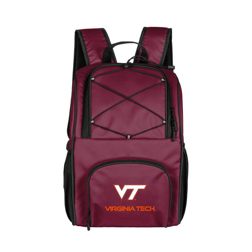 Virginia Tech 24 Can Flex Backpack Cooler by Logo Brands, showing the black cooler with Virginia Tech logo and adjustable straps.