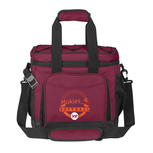 Virginia Tech softball 24-can soft cooler by Logo Brands with team logo and zippered top for keeping drinks cold.