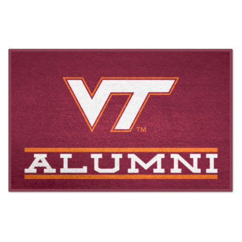 Virginia Tech alumni starter mat with logo, black and orange colors, featuring the university's emblem and text design.