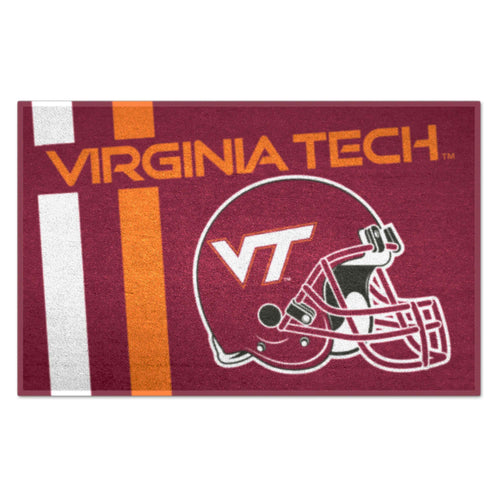 Virginia Tech starter mat featuring team logo and uniform design, ideal for game room or sports fan decor.
