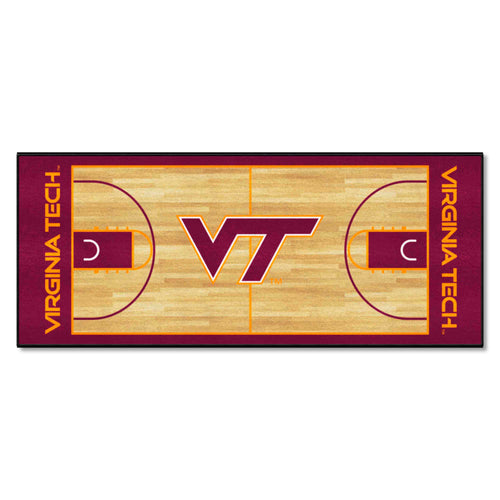 Virginia Tech NCAA basketball runner mat by Logo Brands, featuring team logo and colors, designed for sports-themed floor decor.