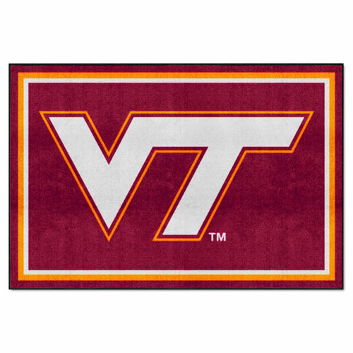 Virginia Tech 5x8 rug featuring the logo and team colors, ideal for sports fans' home decor and game room.