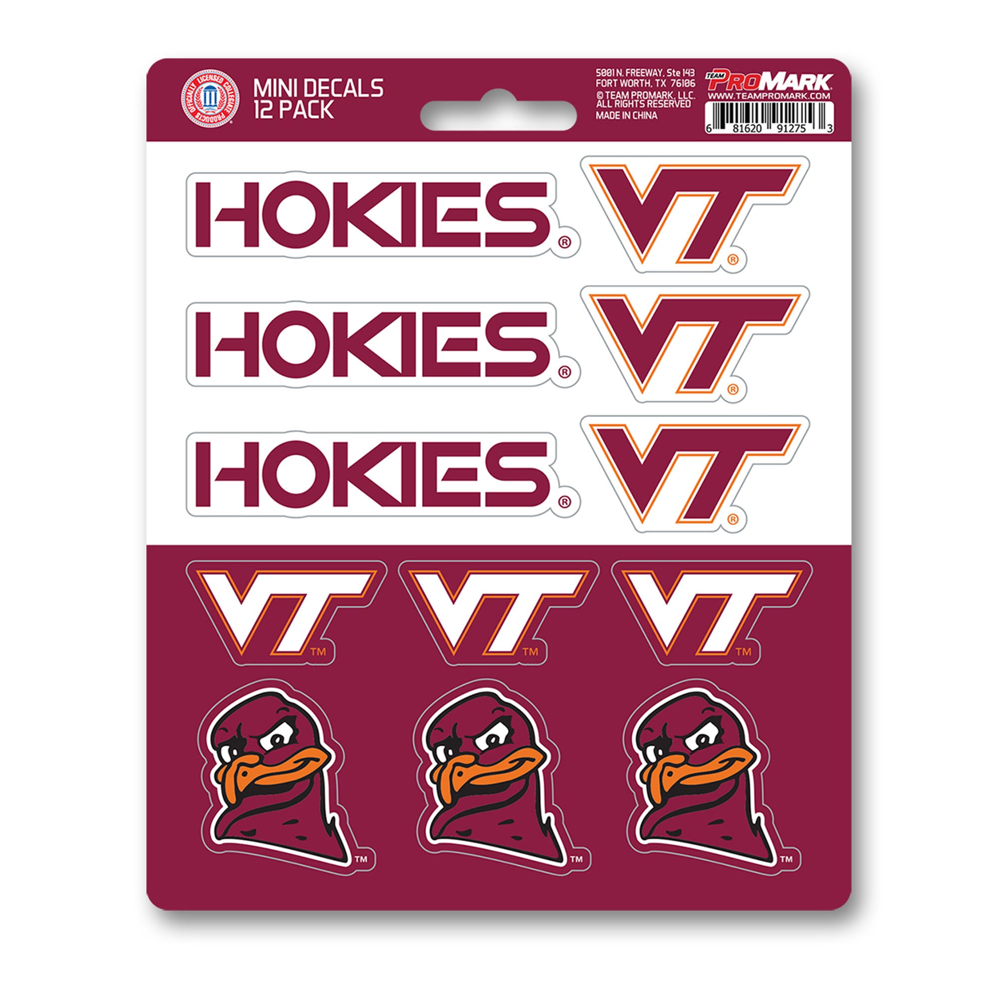 Virginia Tech Envelope Virginia Tech Mini Decal 12-pk