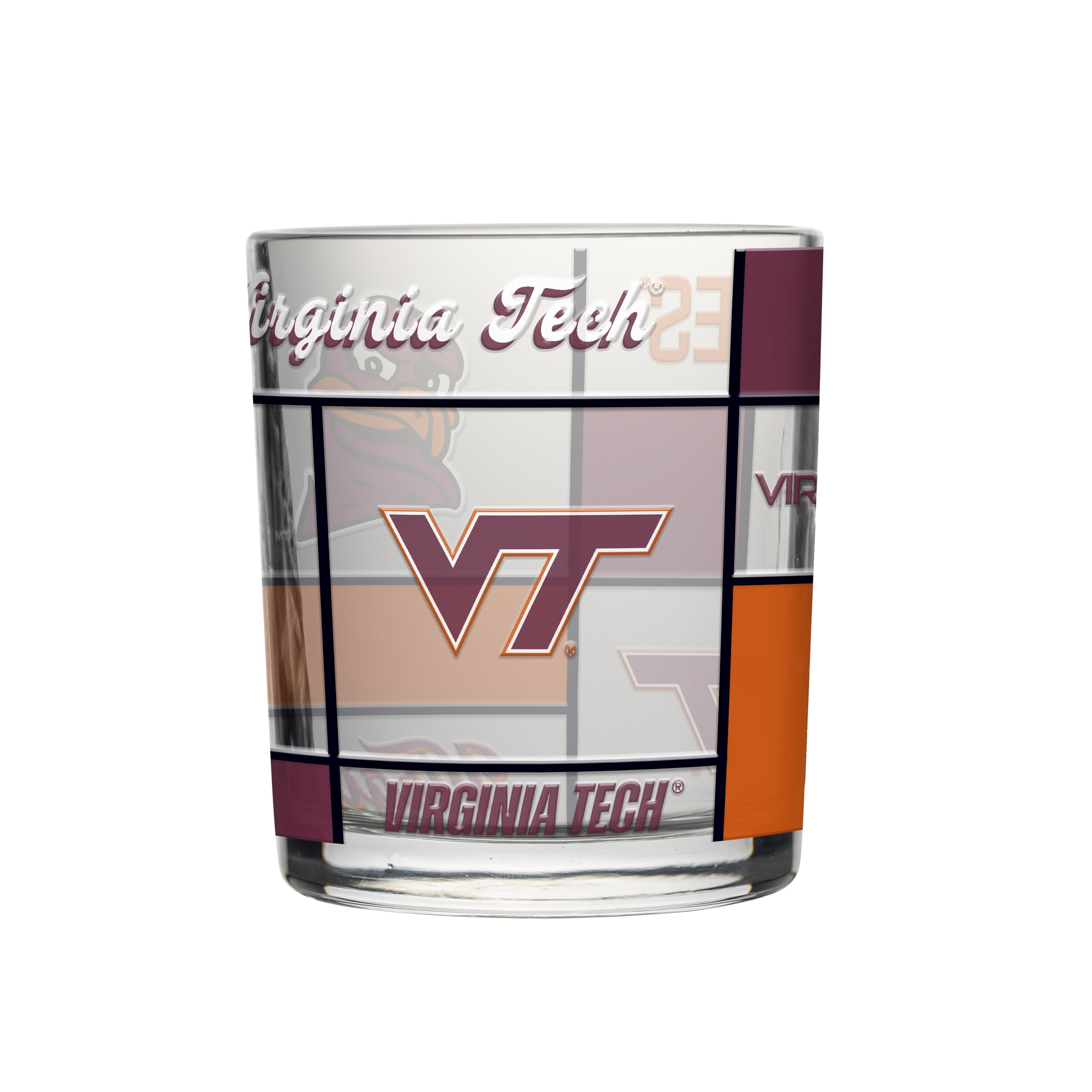 Virginia Tech 12oz Quilted Stained Rocks Glass | Logo Brands