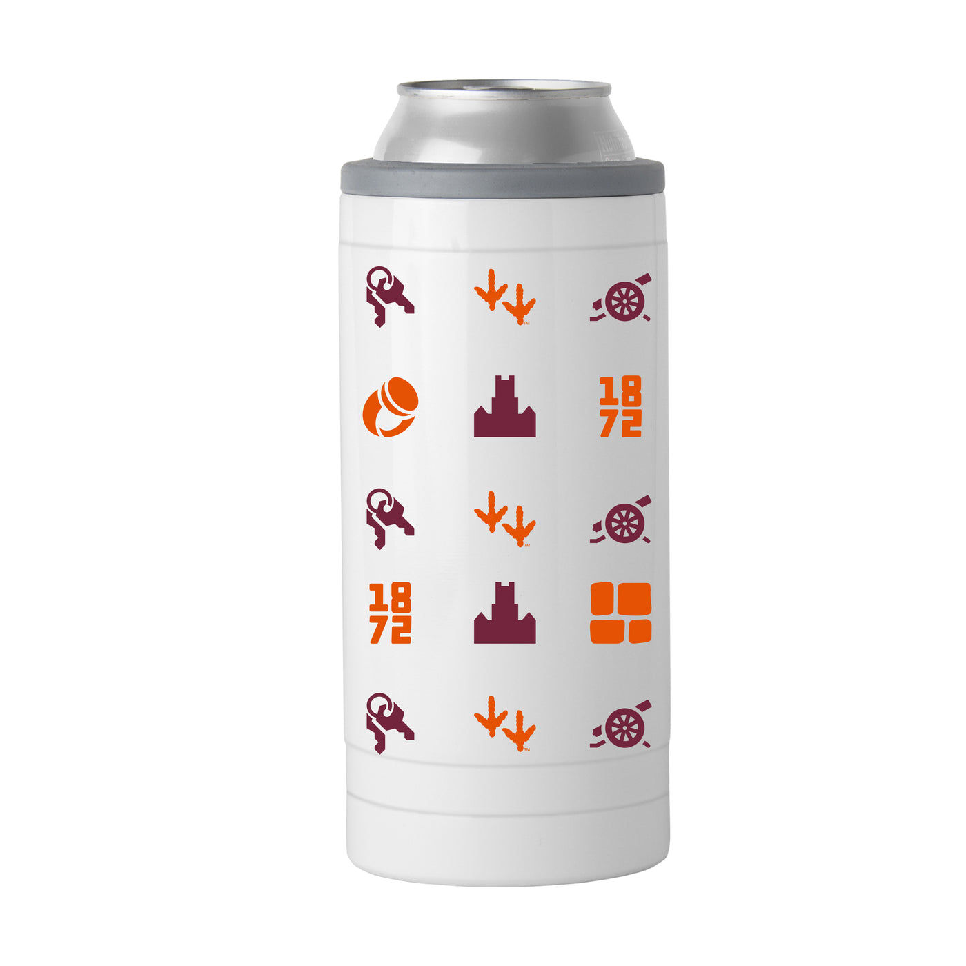 Virginia Tech 12oz Team Pattern Slim Can Coolie