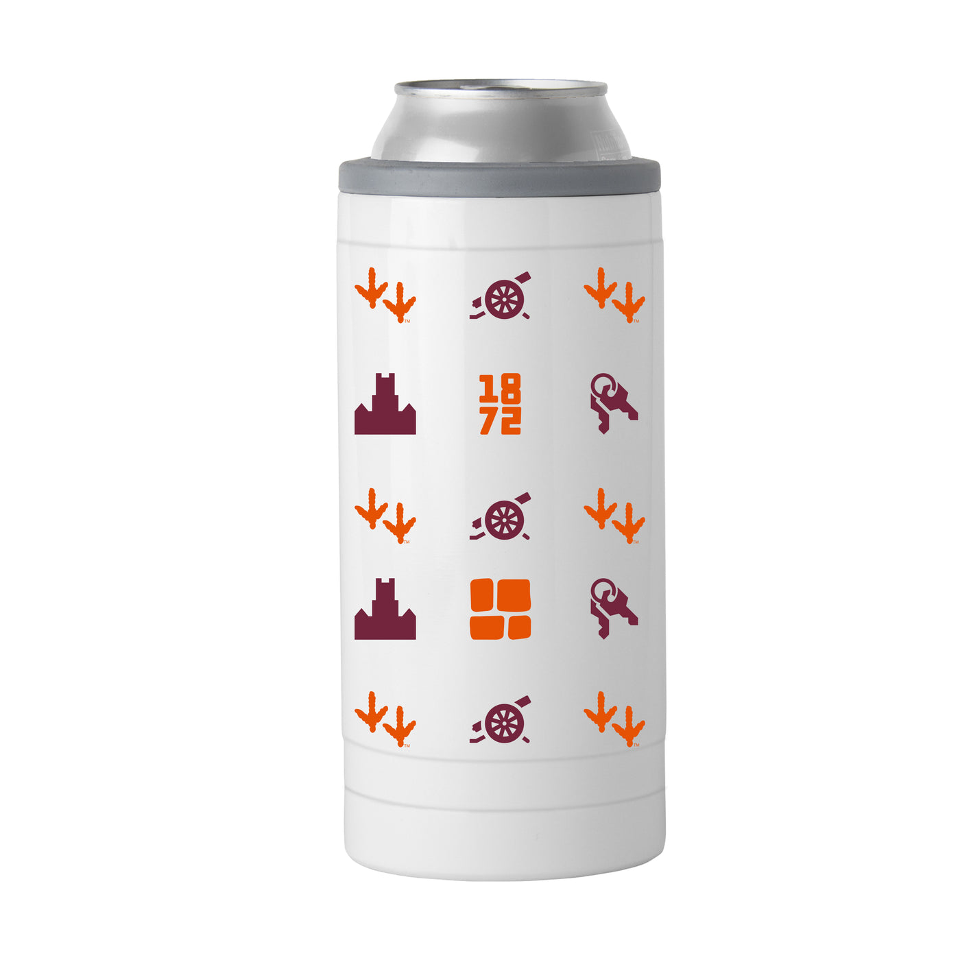 Virginia Tech 12oz Team Pattern Slim Can Coolie