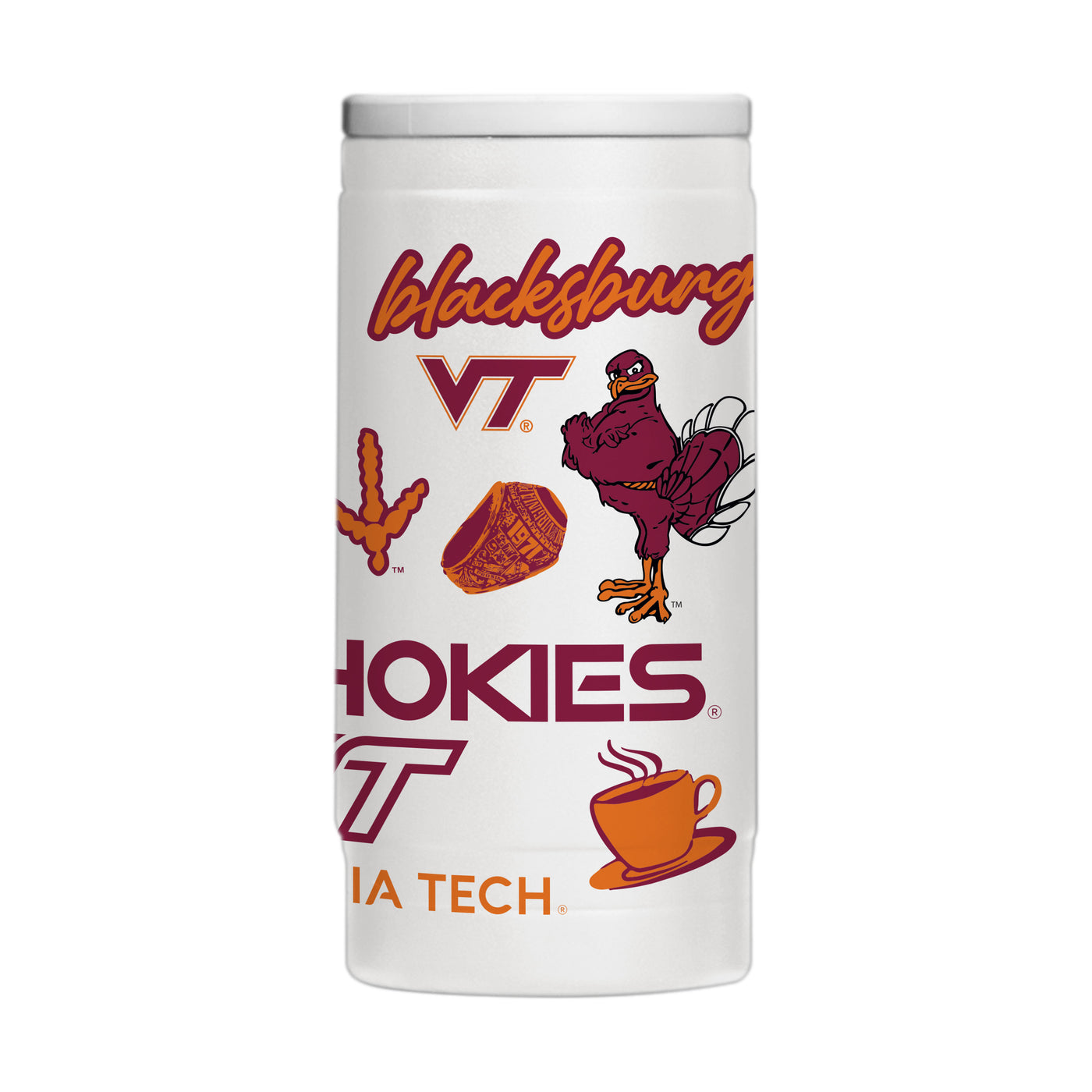 Virginia Tech 12oz Native Powder Coat Slim Can Coolie