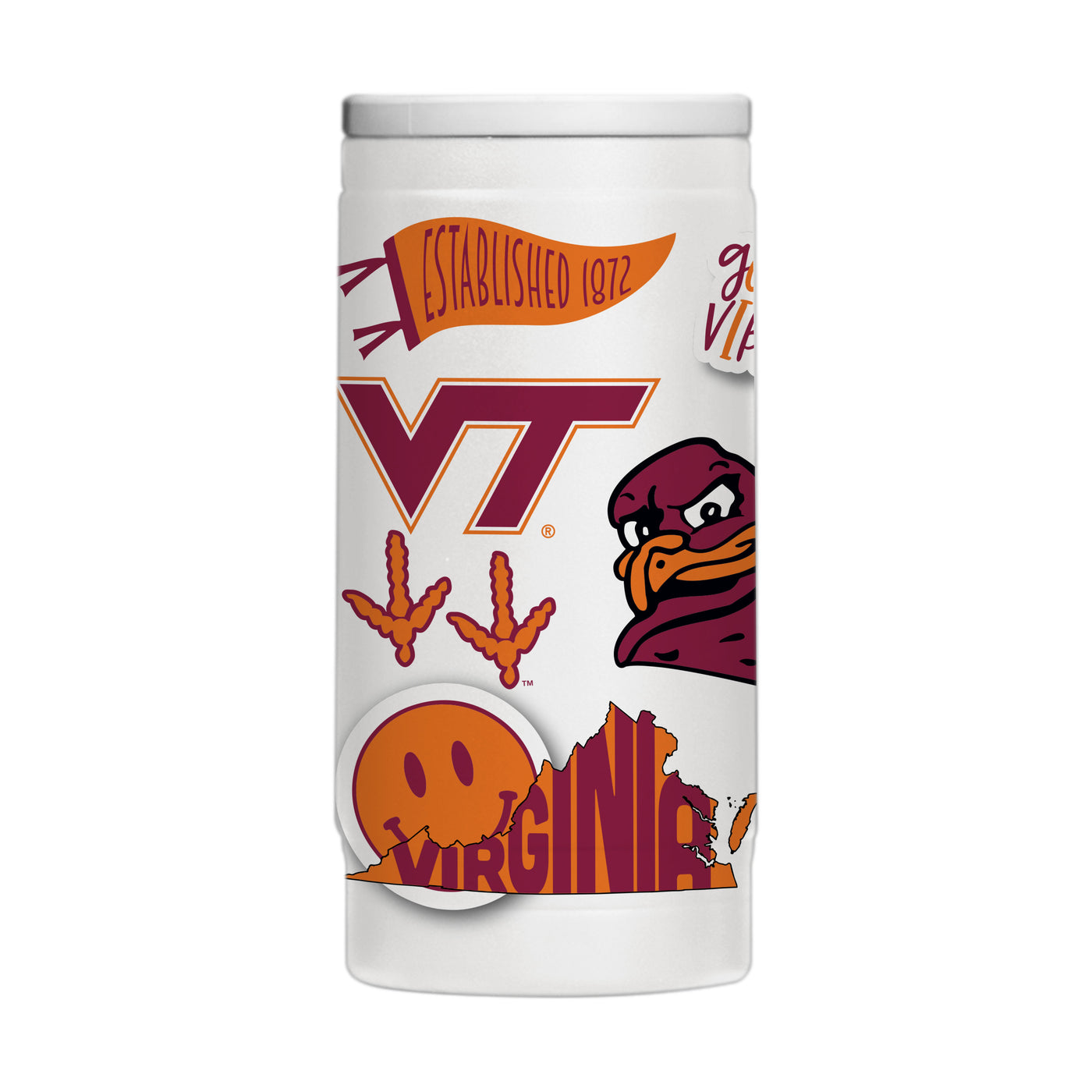 Virginia Tech 12oz Native Powder Coat Slim Can Coolie