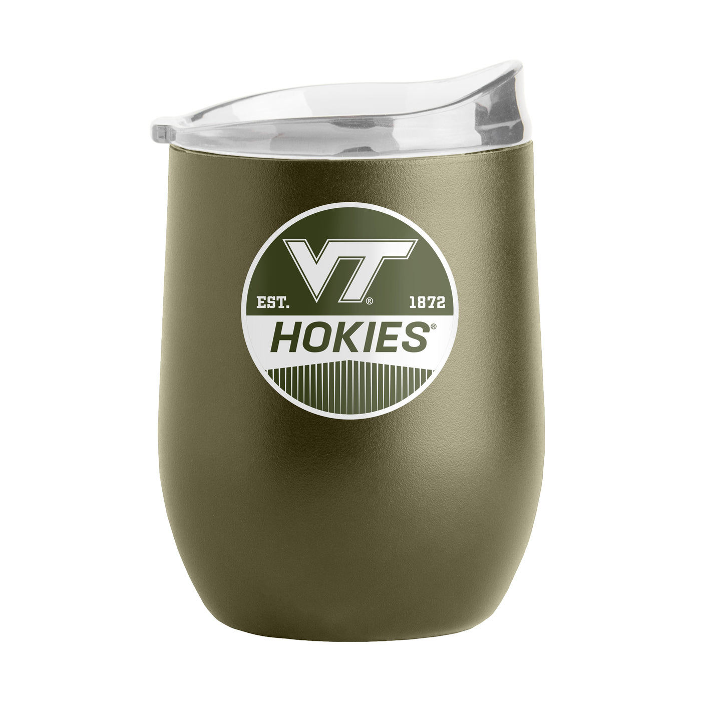Virginia Tech 16oz Badge Powder Coat Curved Beverage - Logo Brands