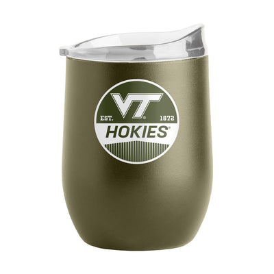 Virginia Tech 16oz Badge Powder Coat Curved Beverage - Logo Brands