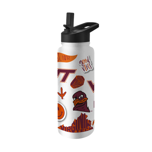 Virginia Tech 34oz Native Quencher bottle by Logo Brands, large drinkware with team logo, blue and black design.