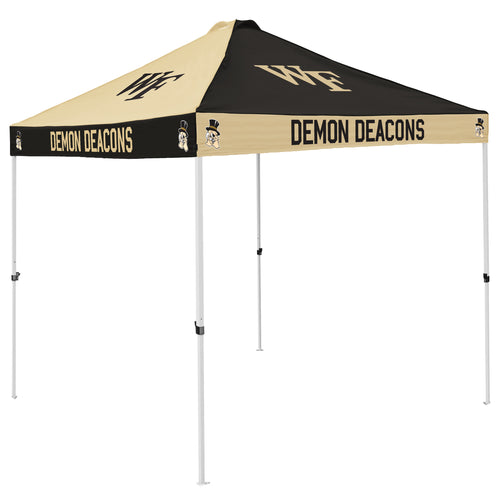 Wake Forest Checkerboard Canopy for tailgate, branded by Logo Brands, with a colorful checkerboard pattern and sturdy frame.