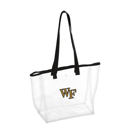 Clear stadium bag by Logo Brands featuring Wake Forest colors and logo, designed for secure game day entry.