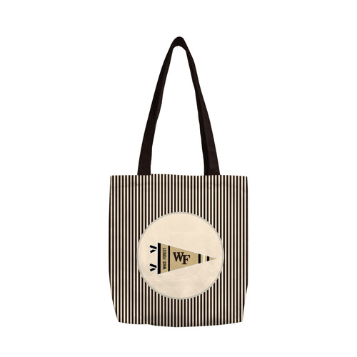 Wake Forest classic pennant canvas tote bag with logo branding, featuring a durable fabric and spacious interior for daily use.