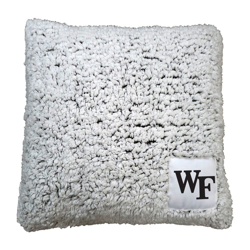 Wake Forest Frosty throw pillow by Logo Brands featuring team logo and festive winter design, perfect for college sports fans.