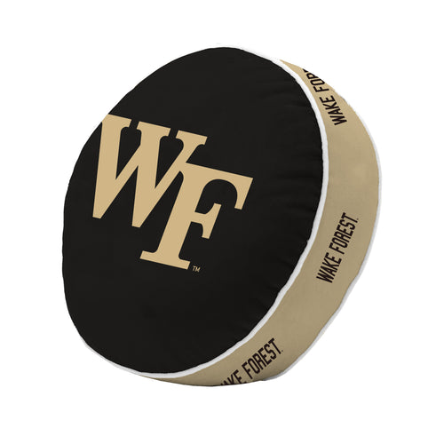 Wake Forest Puff Pillow blanket by Logo Brands featuring a soft, plush fabric with Wake Forest University logo and team colors.