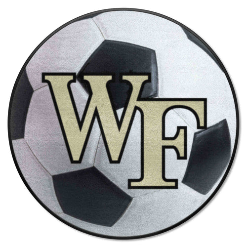 Wake Forest University soccer ball mat by Logo Brands, featuring a printed soccer ball design and university logo on a durable mat.
