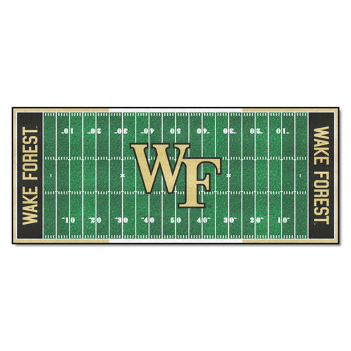 Wake Forest University football field runner mat with team logo, perfect for sports fans and game room decor.
