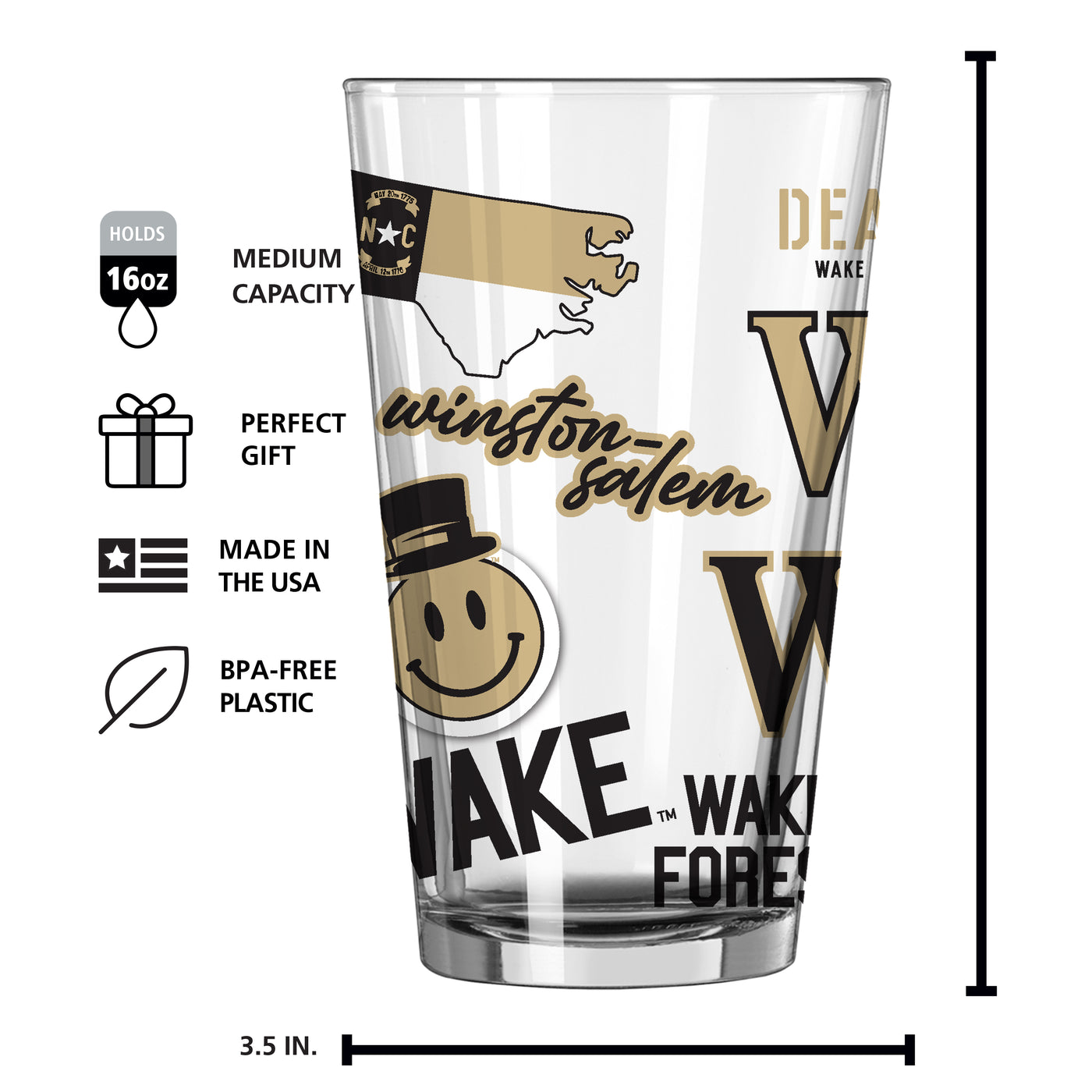 Wake Forest 16oz Native Pint Glass