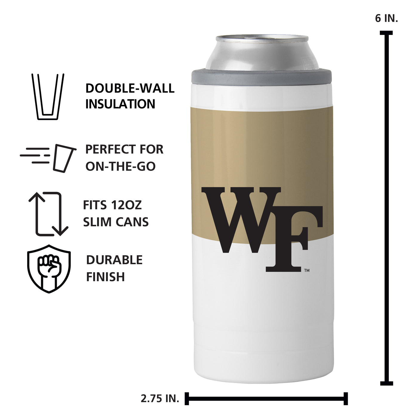 Wake Forest 12oz Colorblock Slim Can Coolie
