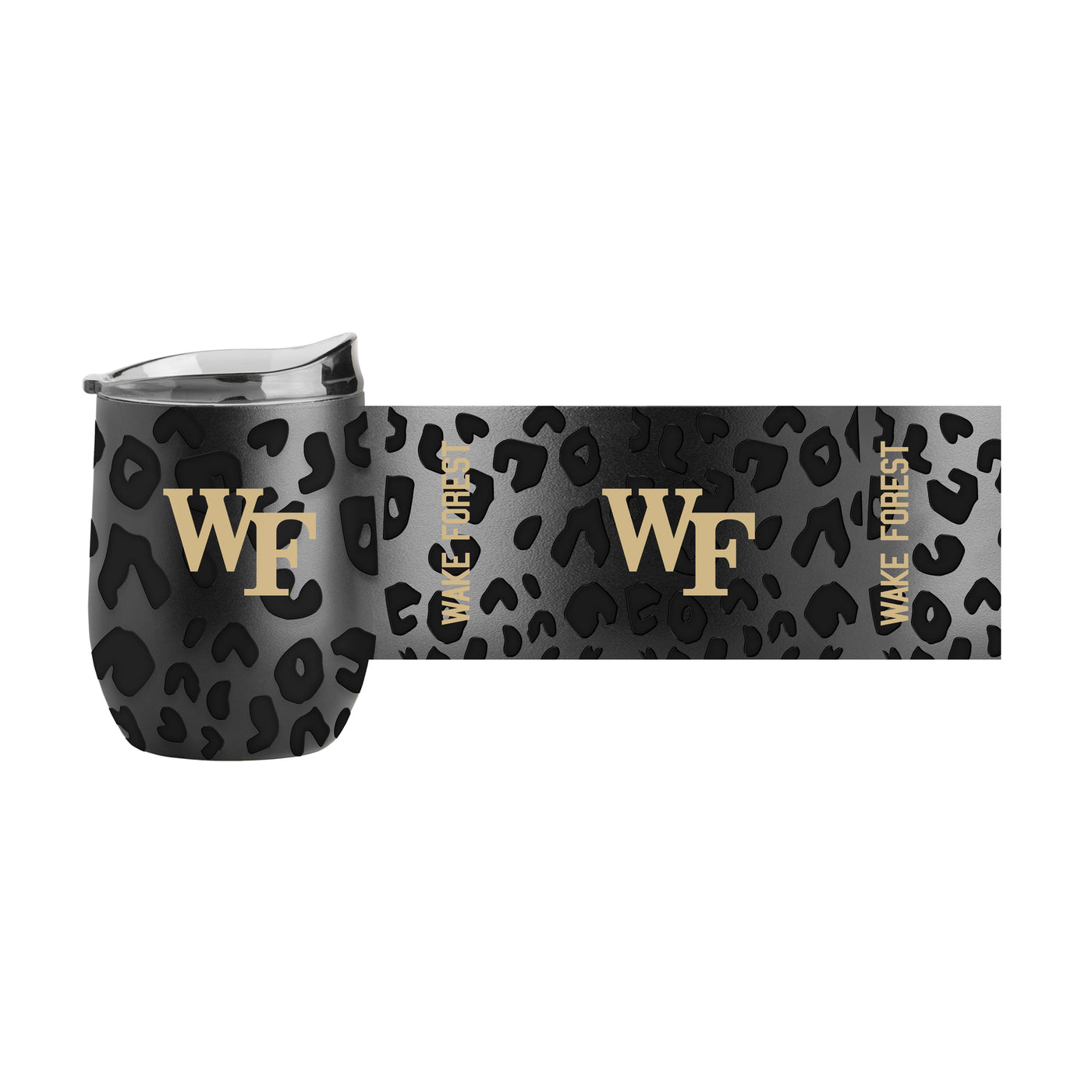 Wake Forest Leopard 16oz Black Powdercoat Curved Beverage