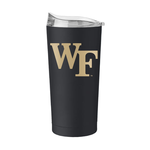 Wake Forest 20oz Flipside powder coat tumbler, branded drinkware with a colorful team logo, designed for hot and cold beverages.