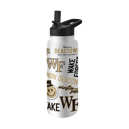 Wake Forest 34oz Native Quencher water bottle by Logo Brands, featuring team logo and durable drinkware design.