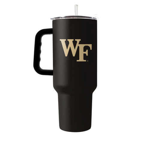 Wake Forest 40oz Flipside powder coat tumbler by Logo Brands, showing the branded drinkware with a sleek design.