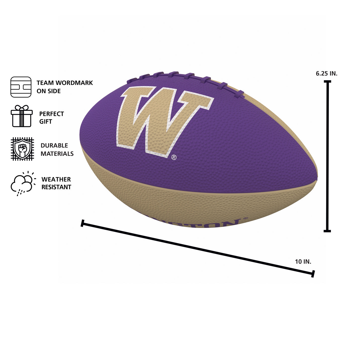 Washington Pinwheel Junior Size Rubber Football