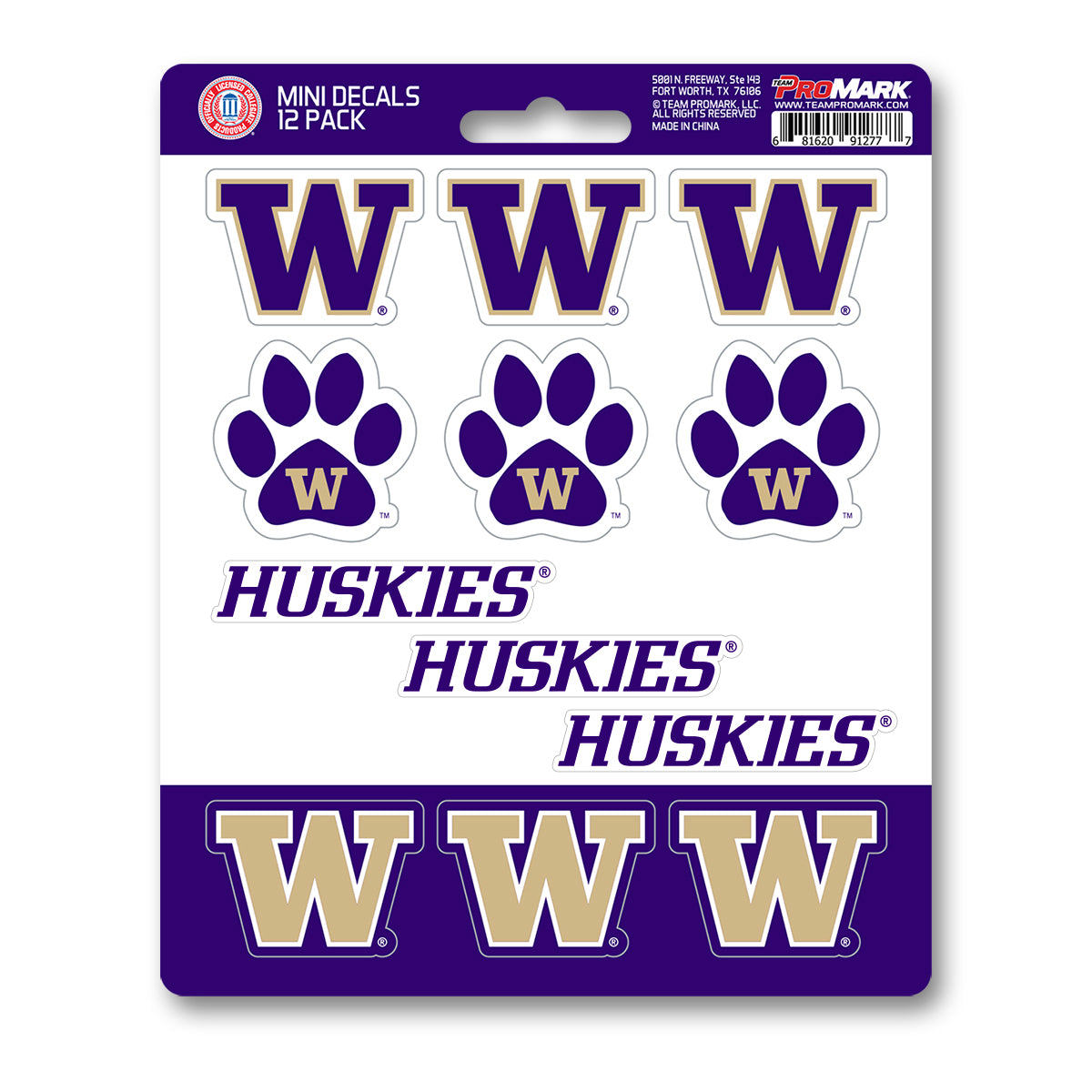 Washington Huskies Decal Set Mini 12 Pack