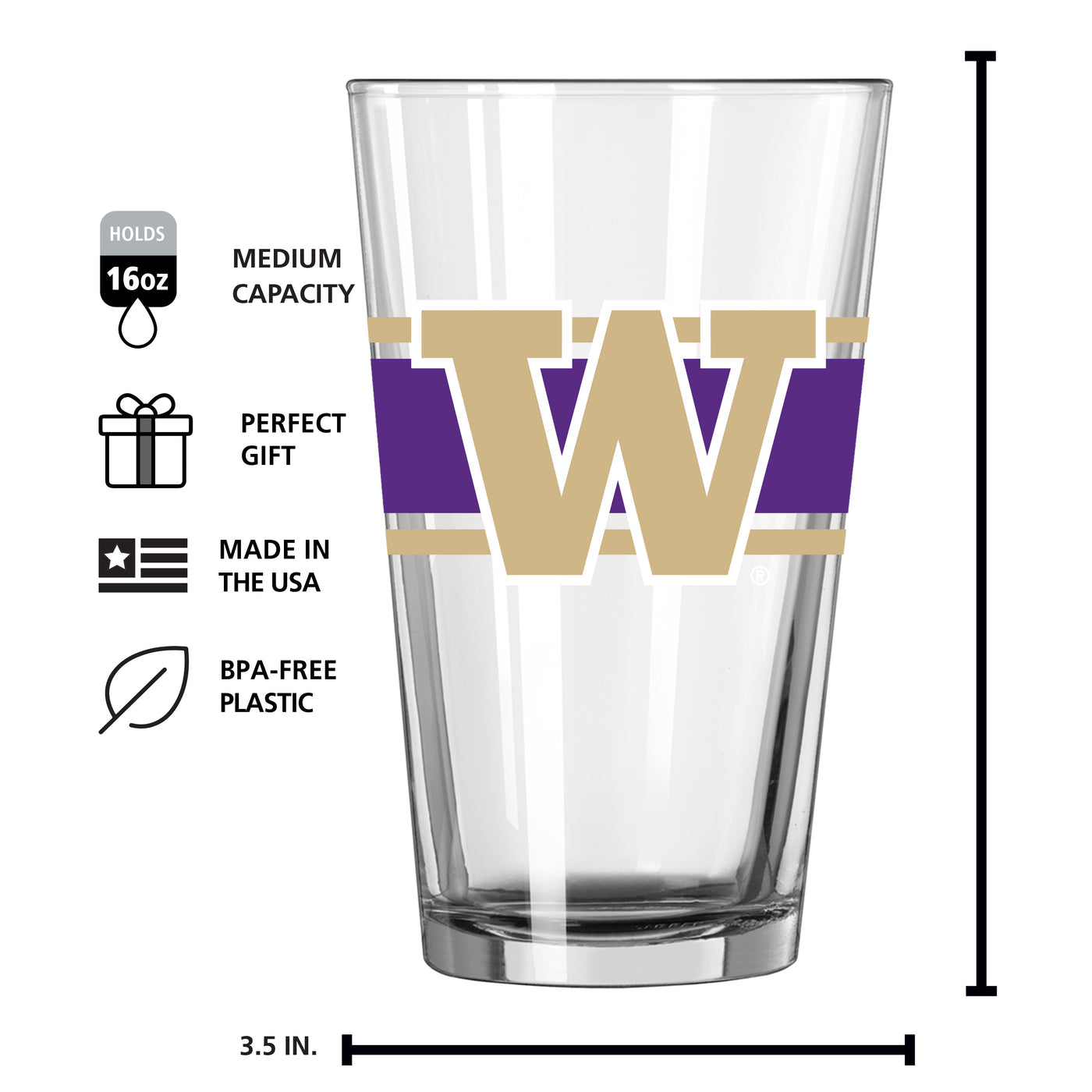 Washington 16oz Stripe Pint Glass