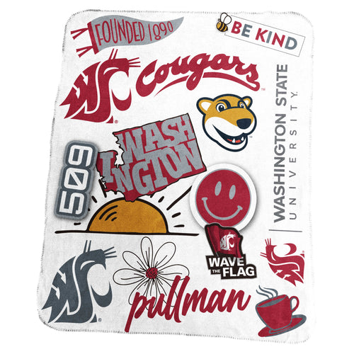 Washington State Native fleece throw blanket by Logo Brands, featuring classic Native design and cozy soft fabric.