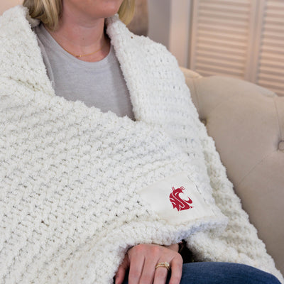 Washington State Ivory Cable Knit Throw 50x60