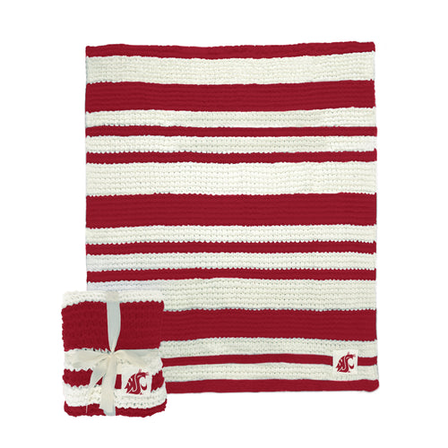 Cable knit throw blanket from Logo Brands, Washington State design, measuring 50x60 inches, cozy and stylish for home decor.