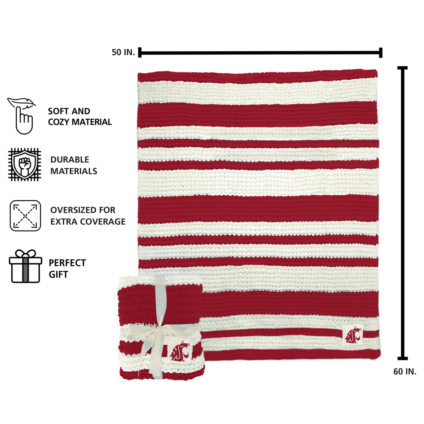 Washington State Cable Knit Throw 50x60