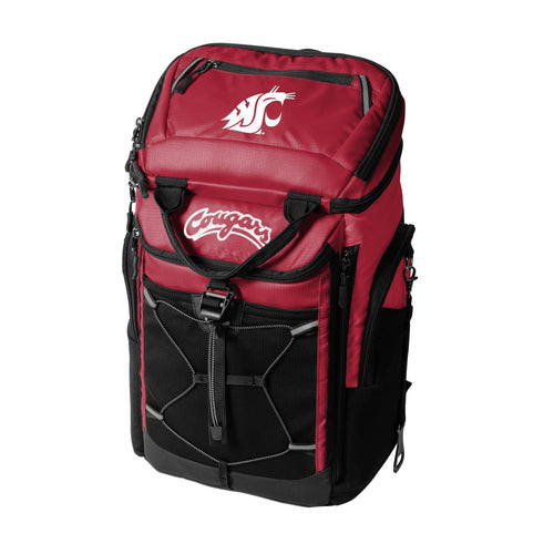 Washington State 26 Can Backpack Cooler by Logo Brands featuring a durable insulated cooler with a Washington state map design.