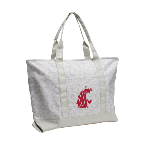 Leopard pattern tote bag by Logo Brands featuring spacious design and sturdy handles, perfect for everyday use.