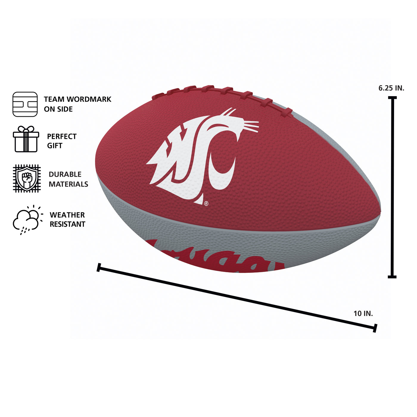 Washington State Pinwheel Junior Size Rubber Football