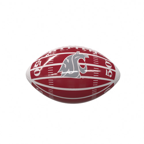 Glossy mini football for recreation by Logo Brands, featuring Washington State branding on a small, shiny football surface.
