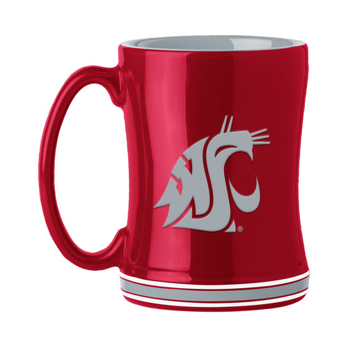 Washington State relief mug by Logo Brands, 14oz ceramic drinkware featuring a detailed map design on a white background.